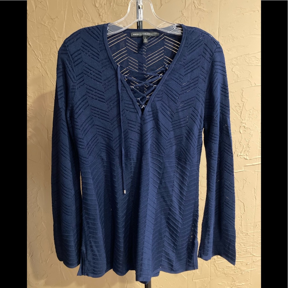 White House Black Market Navy Blue Top Size Small